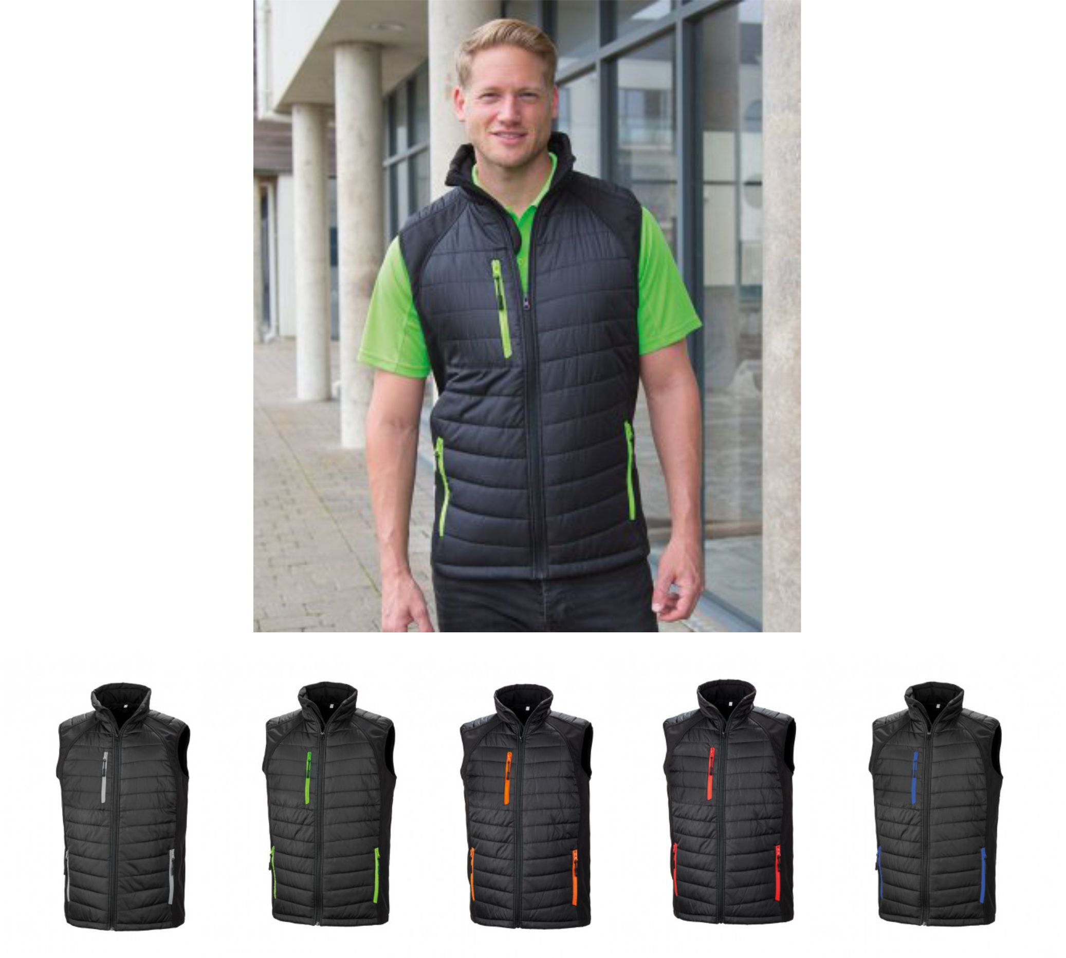 Result RS238 Black Compass Padded Gilet  Result RS238 Black Compass Padded Gilet
